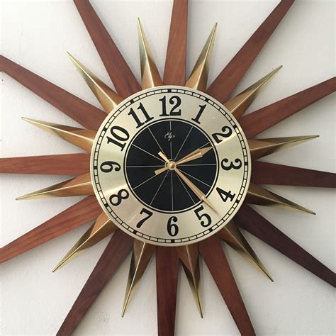 RH-ZTGY Metal Wall <strong>Clock</strong>, Wall <strong>Clock</strong> Vintage <strong>Mid Century Starburst Clock</strong> 22/28 Inch Extra Large 50S 60S <strong>Mid Century</strong> Modern Decor Wall Hanging <strong>Sunburst</strong>. . Mid century starburst clock
